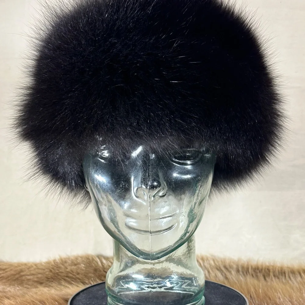 Black Fox Fur Headband - Picture 4 of 7